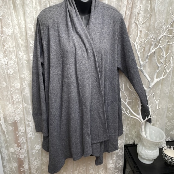 Calvin Klein Soft Grey Long Sleeved Cross Over Sweater - Picture 9 of 12